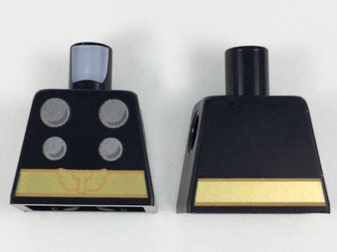 Torso Super Hero Costume with 4 Silver Circles and Gold Belt with Winged Capital Letter T Pattern