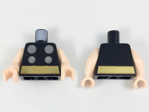 Torso Super Hero Costume with 4 Silver Circles and Gold Belt with Winged Capital Letter T Pattern / Light Nougat Arms / Light Nougat Hands