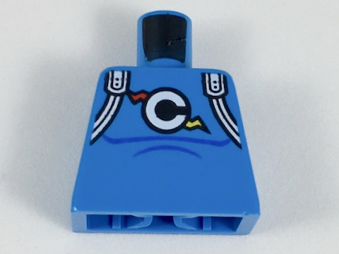 Torso Shirt with White Shoulder Straps, 'C' with Red and Yellow Lightning Pattern