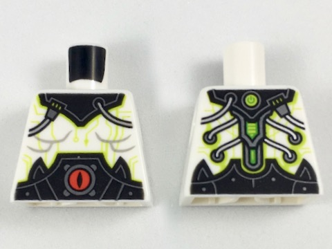 Torso Black Collar and Belt with Red Eye, Silver Cables, and Lime Circuitry Pattern