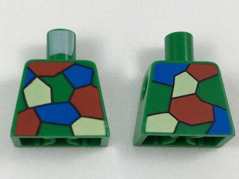 Torso Red, White and Blue Patches Pattern (Crazy Quilt)