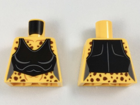 Torso Female Reddish Brown Cheetah Spots and Black Crop Top Pattern