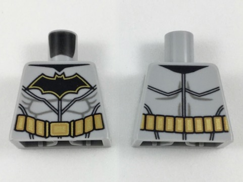 Torso Batman Logo with Muscles, Gold Outline, Gold Utility Belt Pattern