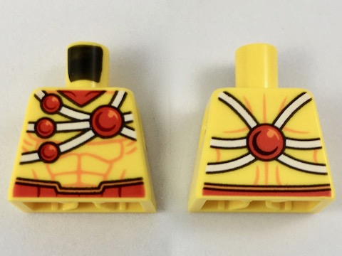 Torso Muscles Outline with Red Belt and White Harness with Red Balls Pattern (Firestorm)