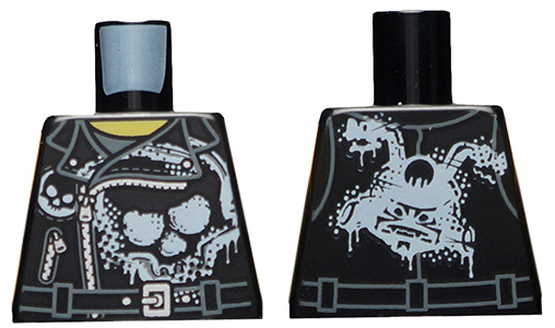 Torso Biker Vest with Skull Graffiti on Front, Sons of Garmadon Logo Graffiti on Back Pattern