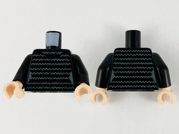 Torso Female Black Dress with Wavy Lines Pattern / Black Arms / Light Nougat Hands