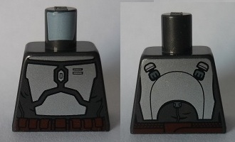 Torso SW Mandalorian Armor Plates Silver Elaborate, Reddish Brown Belt with Pouches Pattern (Jango Fett)