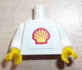 Torso with Red and Yellow Shell Logo Small Pattern (Square Sticker) / White Arms / Yellow Hands
