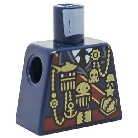 Torso Military Uniform with Medals and Dark Red Sash Pattern