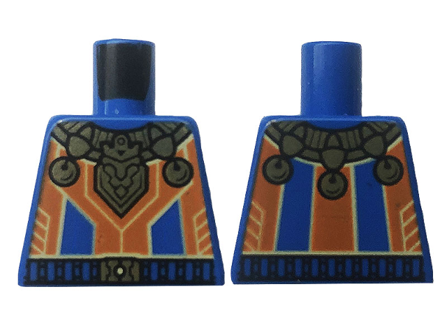 Torso Nexo Knights Orange Stripes with Gold Bells and Trim Pattern