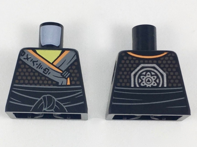 Torso Tunic with Sash, Yellow Neck, Orange and Dark Gray Hems, Dark Tan Dots Pattern