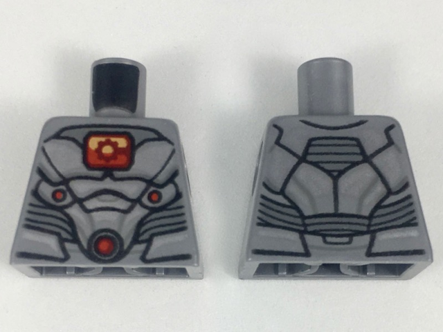 Torso Plate Armor, Red and Orange Window with Cyborg Cog, Red and Orange Lights Pattern