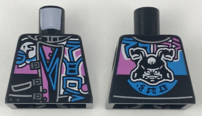 Torso Biker Vest with Dark Pink / Medium Azure Ninjago Characters, Sons of Garmadon Logo and Ninjago 'SOG' on Back Pattern