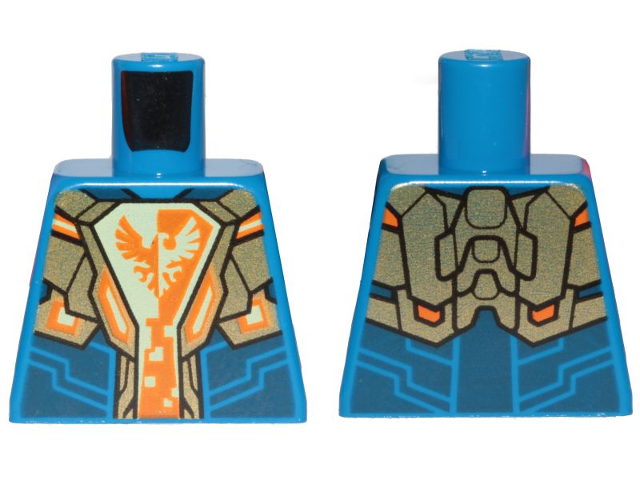Torso Nexo Knights Armor, White and Orange Emblem with Falcon Pattern