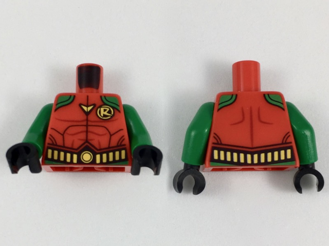 Torso Body Armor, Green Shoulders, Yellow 'R' Logo and Utility Belt Pattern / Green Arms / Black Hands