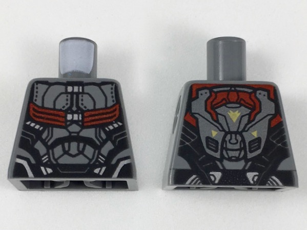 Torso Armored Flight Suit with Black Panel Lines and Red Straps Pattern