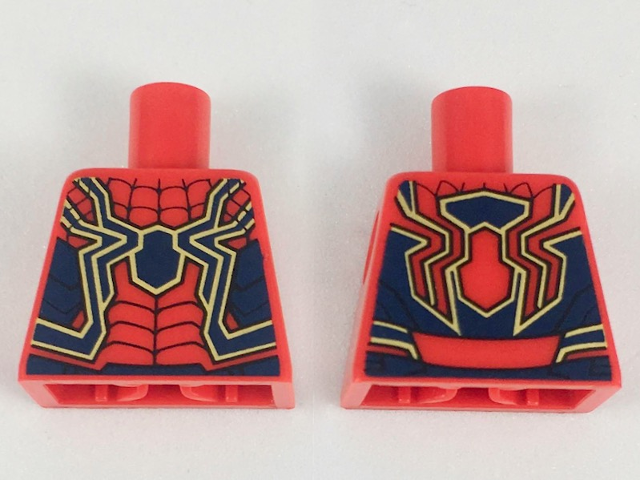 Torso Spider-Man Dark Blue and Gold Spider and Trim, Black Webs Pattern