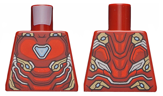 Torso Armor with Bright Light Blue Triangle Arc Reactor, Red Panels, Gold and Silver Trim Pattern (Iron Man Mark 50)