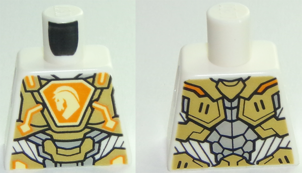 Torso Nexo Knights Armor, Gold Panels, Orange Emblem, Yellow Horse Head Pattern