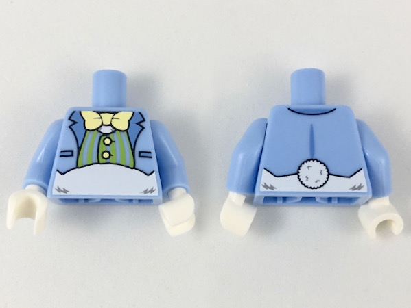 Torso Suit Jacket with Lime Striped Vest, Bow Tie and White Fur Midriff Pattern (Easter Bunny) / Bright Light Blue Arms / White Hands