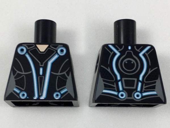 Torso Female with White/Blue Curved Lines and Dark Bluish Gray Markings Pattern