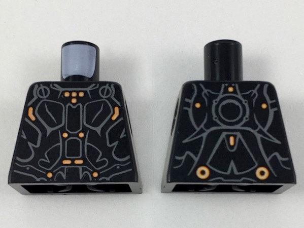 Torso White/Orange Markings and Dark Bluish Gray Lines Pattern