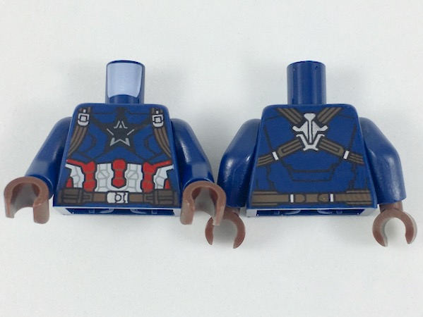 Torso Armor with Dark Star on Chest and Red, White and Reddish Brown Harness Pattern / Dark Blue Arms / Dark Brown Hands