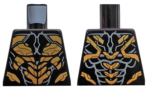 Torso Armor with Gold Scales and Dark Bluish Gray Lines with Long End Lines and Tips at Neck Pattern