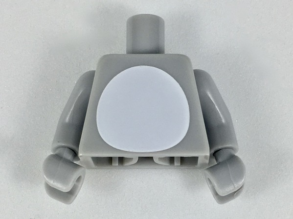 Torso with White Stomach Pattern / Light Bluish Gray Arms / Light Bluish Gray Hands