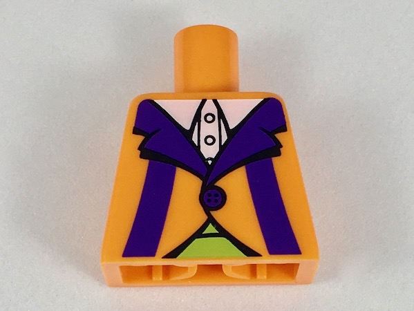 Torso Jacket with White Collar, Dark Purple Lapels and Stripes, Lime Cummerbund Pattern