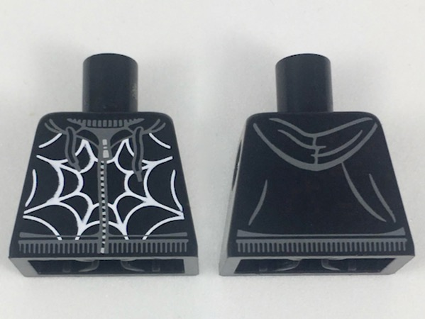 Torso Hoodie with Zipper, Dark Bluish Gray Lines, White Spider Web Pattern