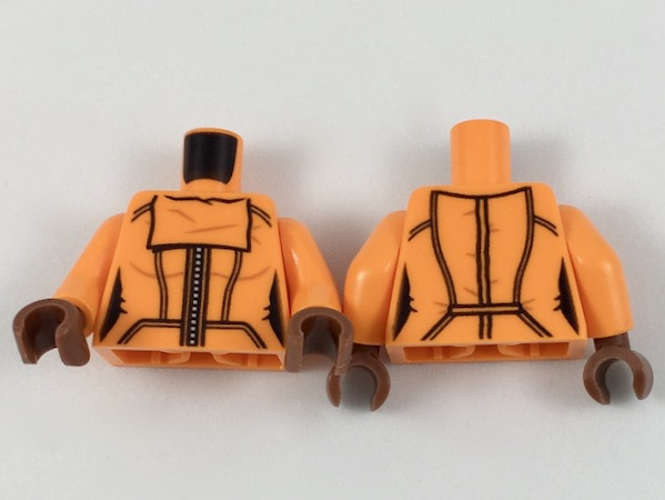 Torso Female with Black Panel Lines and White Zipper Pattern / Orange Arms / Reddish Brown Hands