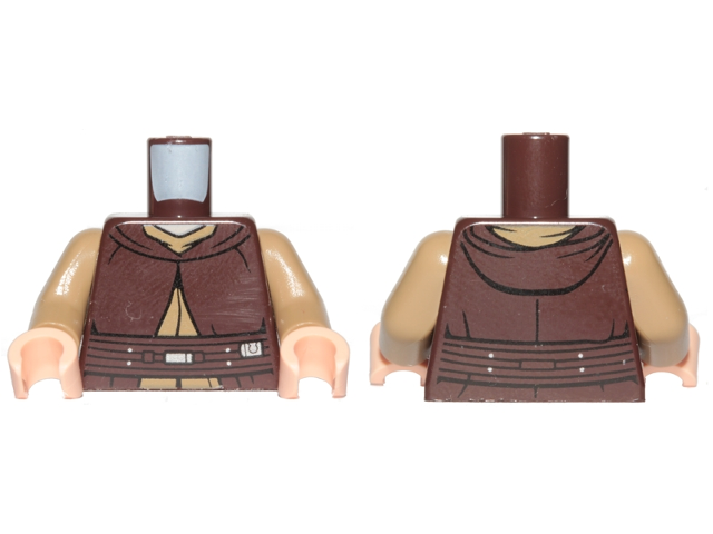 Torso SW Jedi Robe, Belt and Dark Tan Undershirt Pattern / Dark Tan Arms / Light Nougat Hands