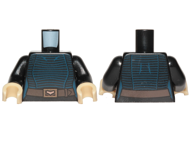 Torso Female Dark Blue Stripes with Belt Pattern (SW Barriss Offee) / Black Arms / Tan Hands