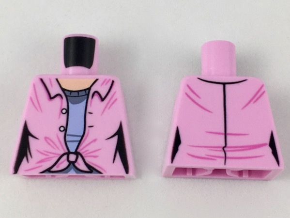 Torso Female Open Shirt with Lavender Undershirt Pattern