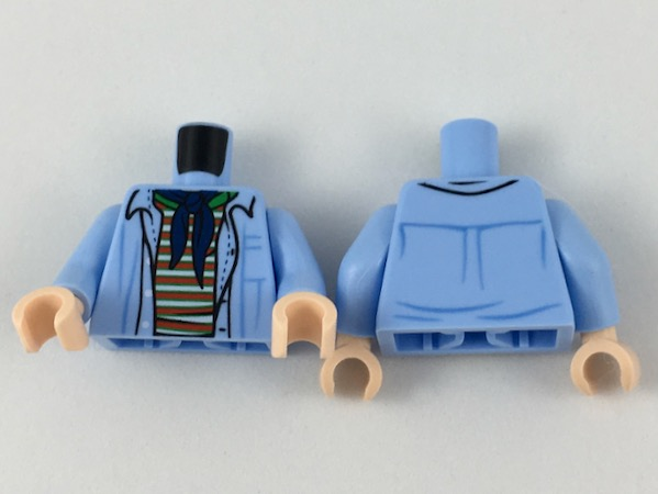 Torso Open Shirt with Striped Undershirt and Dark Blue Bandana Pattern / Bright Light Blue Arms / Light Nougat Hands