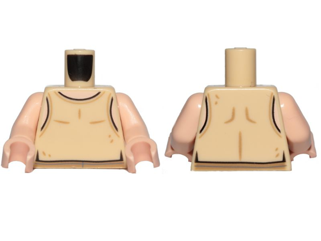 Torso SW Tan Undershirt Pattern (Luke Skywalker) / Light Nougat Arms / Light Nougat Hands