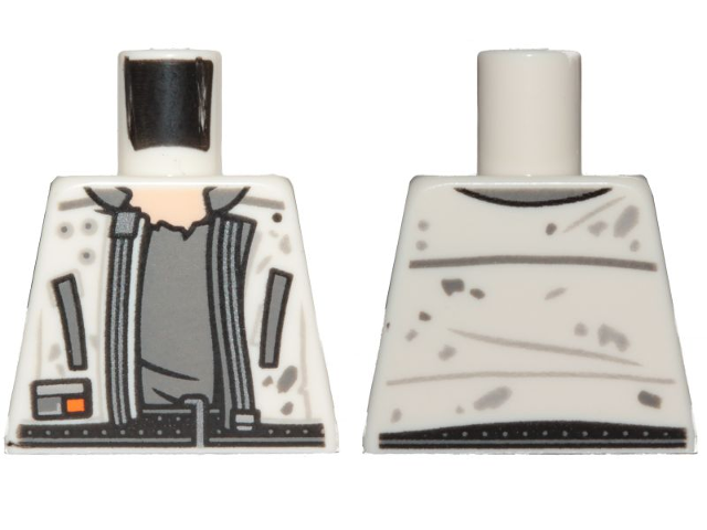 Torso SW Jacket with Zipper, Dirt Stains, Dark Bluish Gray Undershirt Pattern (Han Solo)