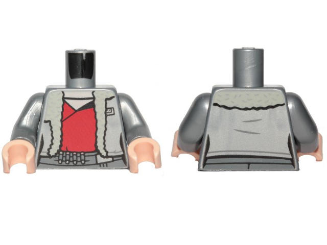 Torso Female SW Jacket with Collar, Red Undershirt Pattern (Qi'ra) / Flat Silver Arms / Light Nougat Hands