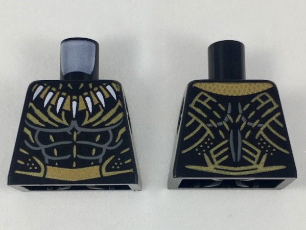 Torso Armor Gold Collar with White Fangs, Dark Bluish Gray Muscle Contours, Gold Highlights and Belt Pattern