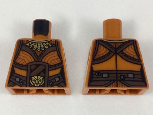 Torso Female, Gold Necklace and Lion Head Belt Buckle, Reddish Brown Belt and Trim Pattern