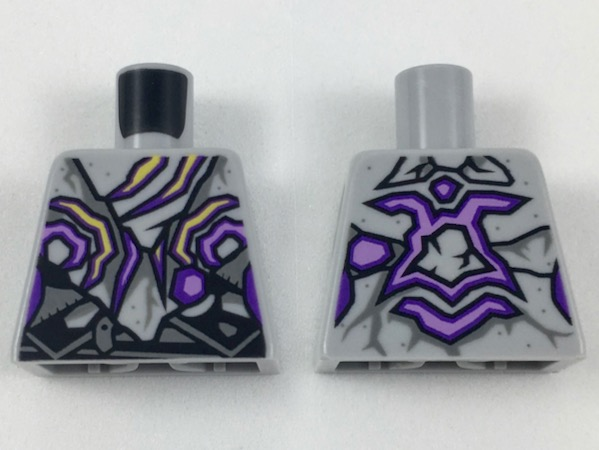 Torso Female, Tattered Vest and Bandana, Purple and Yellow Streaks Pattern