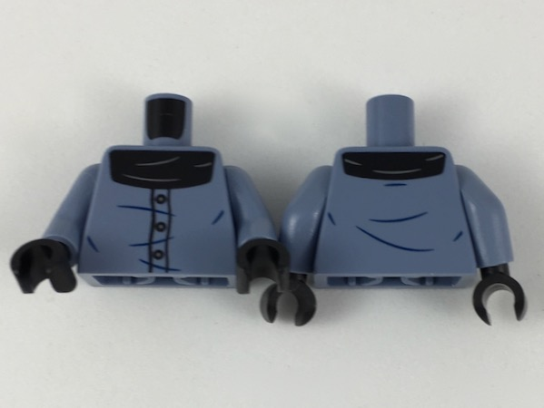 Torso Shirt with Black Top, Three Buttons, and Wrinkles Pattern / Sand Blue Arms / Black Hands