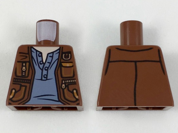 Torso Vest with Pockets and Gold Clasps and Zippers over Sand Blue Shirt Pattern