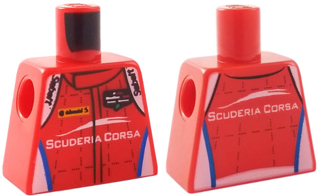 Torso Speed Champions with 'Sabelt' Logo on Shoulders and 'SCUDERIA CORSA' Logo on Front and Back Pattern