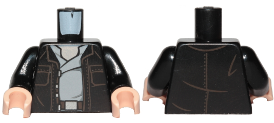 Torso SW Open Jacket with Pockets and Light Bluish Gray Open Shirt Pattern (Poe Dameron) / Black Arms / Light Nougat Hands