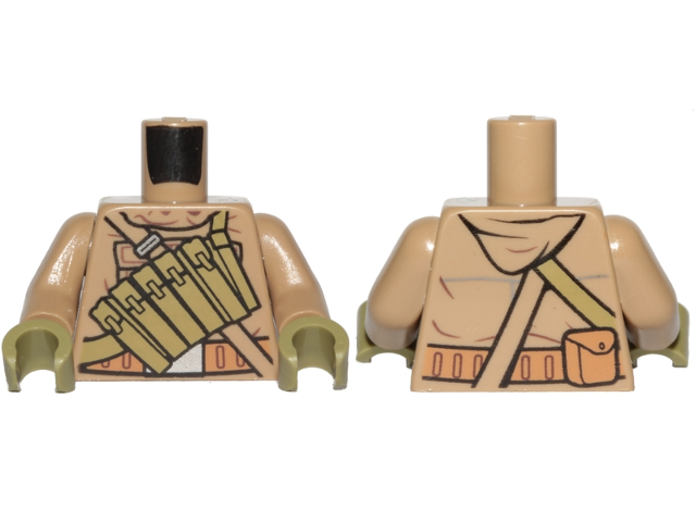 Torso SW Hoodie Jacket with Central Olive Green Pockets on Shoulder Strap Pattern (Resistance Trooper) / Dark Tan Arms / Olive Green Hands