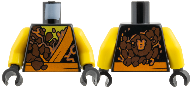 Torso Breaking Rocks and Orange Sash Pattern (Earth Ninja) / Yellow Arms / Black Hands