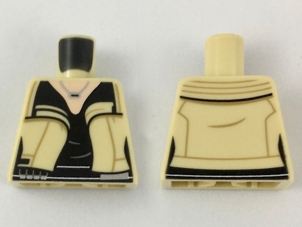 Torso Female Jacket, Light Nougat Neck, Silver Necklace, Black Shirt and Belt Pattern