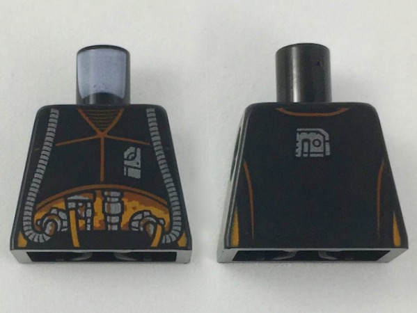 Torso SW Dark Orange Seams, Silver Badge, Hoses and Mechanical Components Pattern